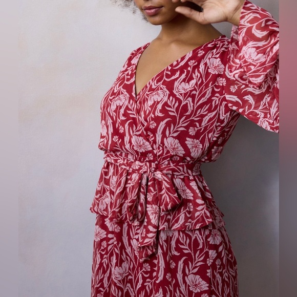 NWOT LC Lauren Conrad Peplum Waist Faux-Wrap Dress Size Small - Picture 2 of 8